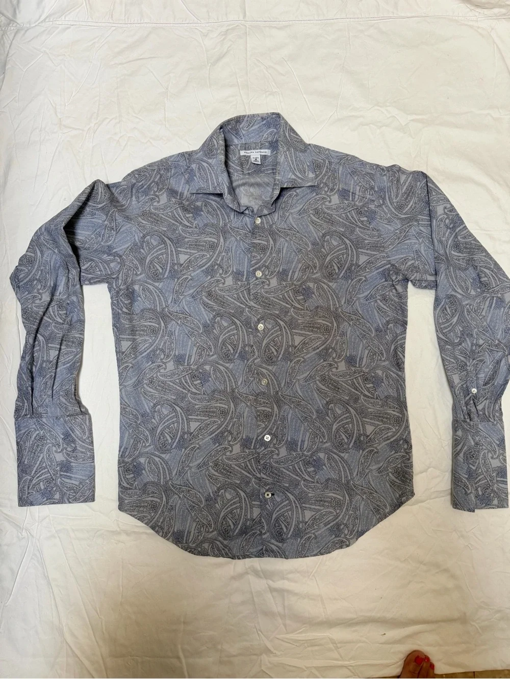 Banana Republic Blue Paisley Long-Sleeve Dress Shirt